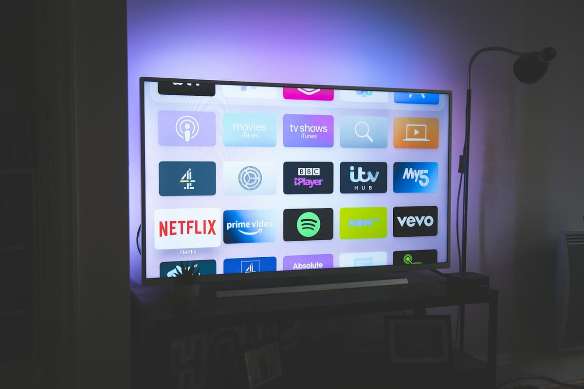 A family's living-room television showing the ad-free Kidube kids' feed